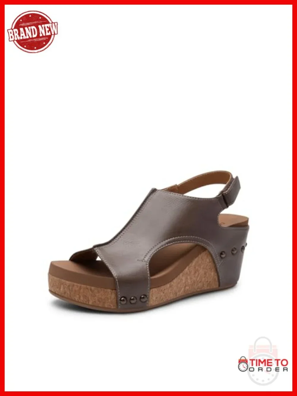 Women's Platform Wedge Sandals with Peep Toe, Hook & Loop Closure, Cushioned